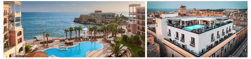 boutique hotel à la valette ou resort a st julians