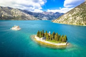 boka kotorska bay scenic islets aerial view