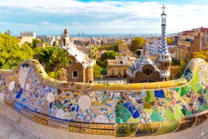 barcelona, panoramic view of city landscape parc guell
