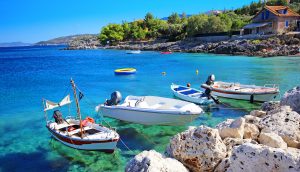 yachts in the bay island of zakynthos. greece.