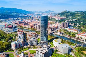 bilbao aerial panoramic view, spain