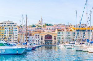 basilique notre dame de la garde overlooking port vieux in marseille, france